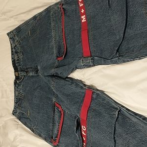 Authentic Girbauds. shuttle Tape. Wide leg. Dark Blue and Red. Waist 36. Like Nu